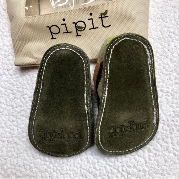 Pipit Suede Stripe Olive Green Baby Shoes Size 3 - Picture 7 of 11
